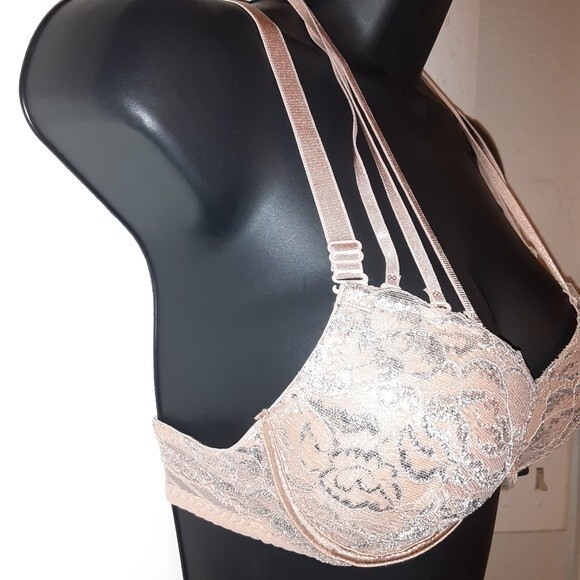 Youmita 40C Tuscany Metallic Lace Strappy Bra NWT - Picture 6 of 9